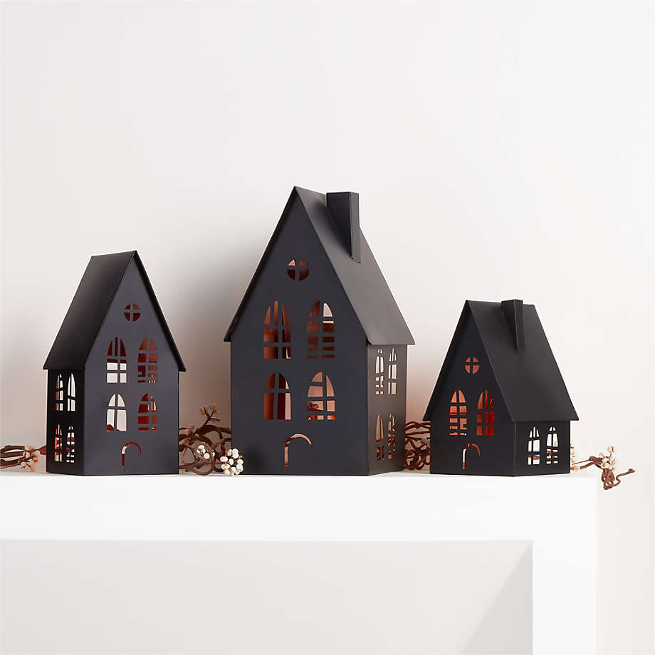 Small Black Halloween Haunted House Sculpture + Reviews | Crate & Barrel | Crate & Barrel
