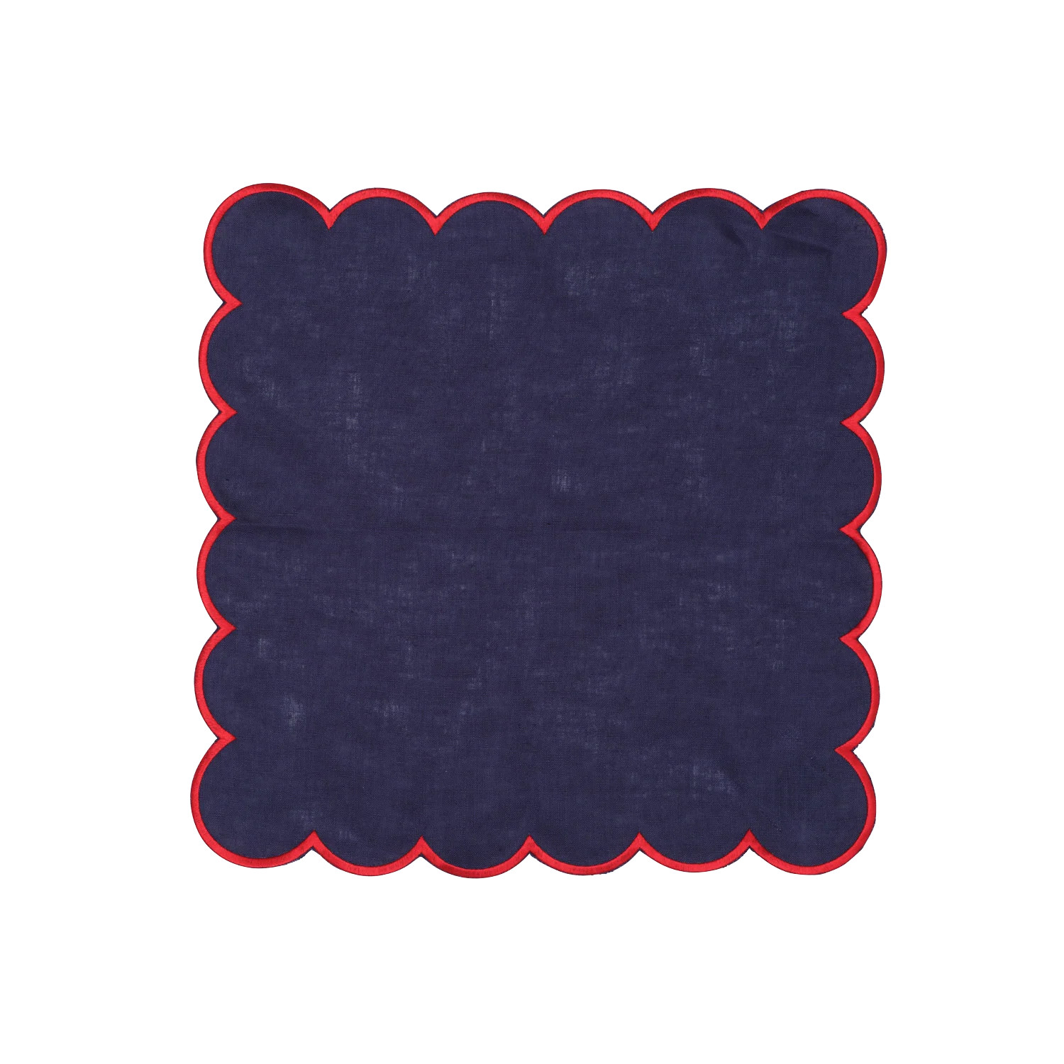 Navy and Red Scalloped Napkin - Set of 4 | In The Roundhouse