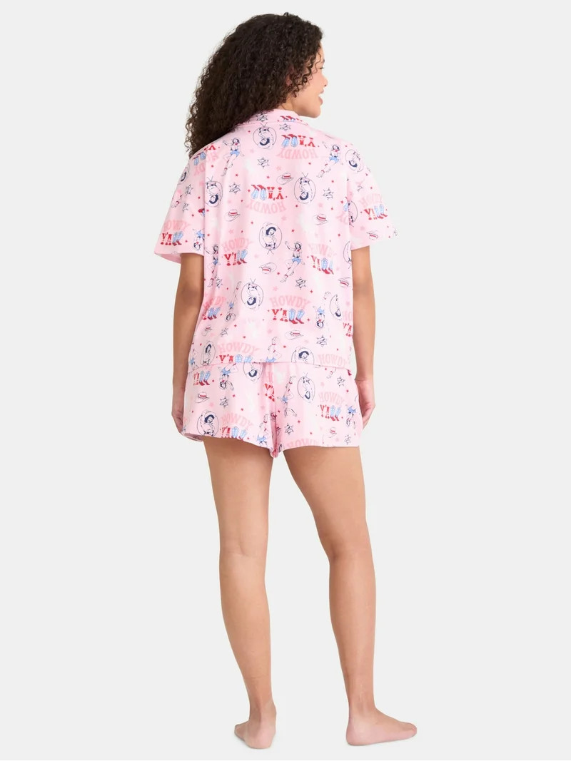 Way to Celebrate Women's Notch Collar Top and Shorts Pajama Set, 2-Piece, Sizes XS-3X | Walmart (US)