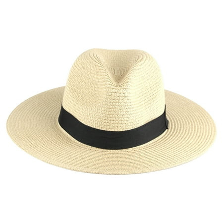 CXDa Beach Sun Hat Straw Braid UV Protection Men Women Waterproof Anti Sun Boater Hat for Beach | Walmart (US)