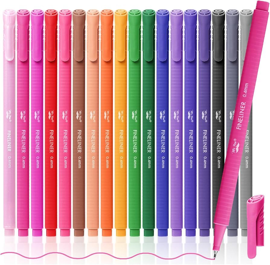 Mr. Pen- Fineliner Pens Colored, 18 Pack, Bible Journaling Pen, Ergonomic Triangular Colorful Bar... | Amazon (US)