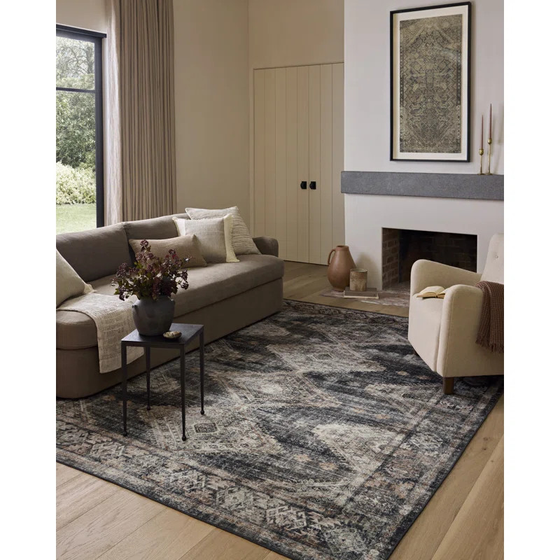 Amber Lewis x Loloi Machine Washable Josie Ink / Earth Area Rug | Wayfair North America