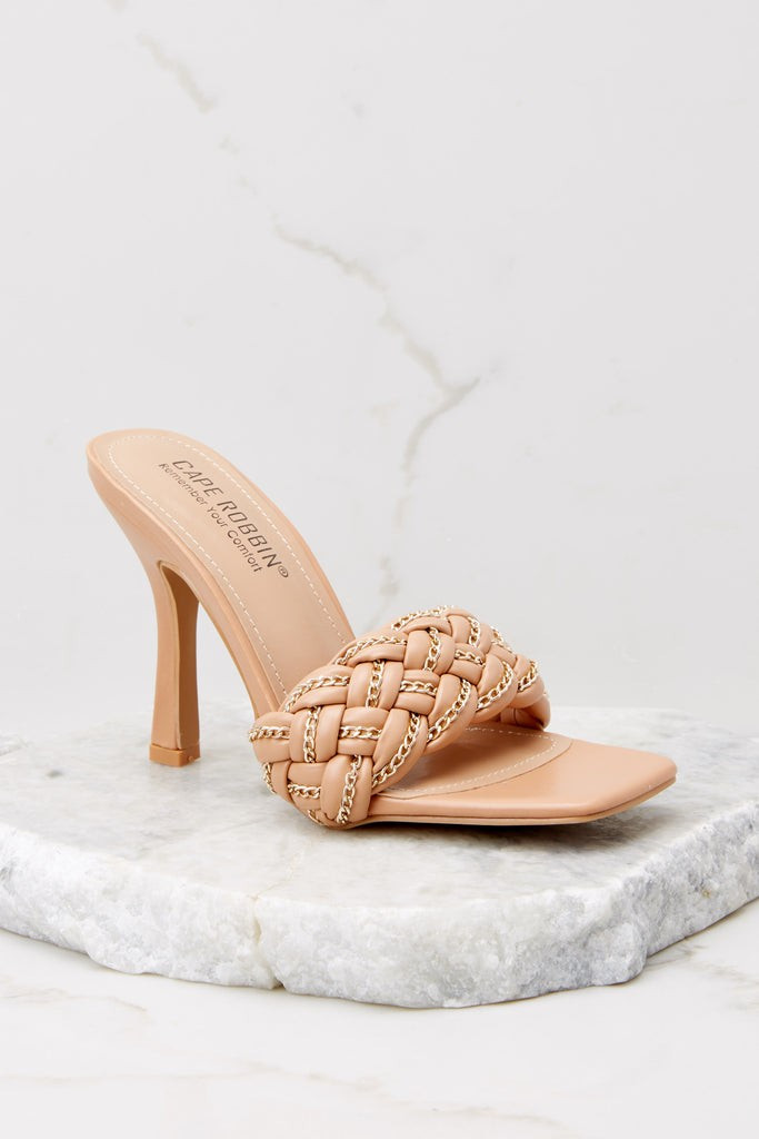 Beyond Belief Tan Braided Heels | Red Dress 