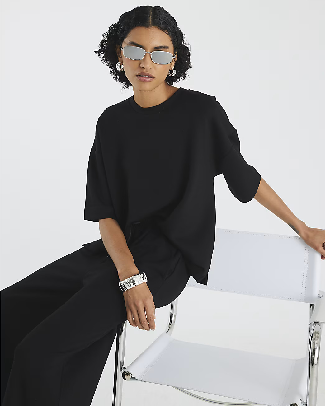 Black Premium Short Sleeve Boxy T-Shirt | River Island UK & IE