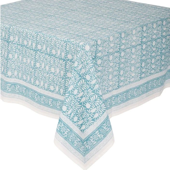 Jasmine Tablecloth 64" x 64" Teal | Amanda Lindroth