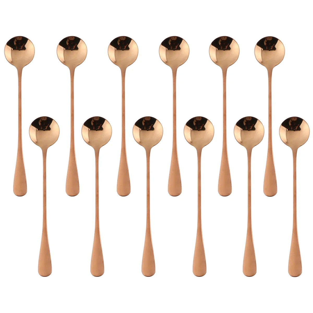 Copper Long Handle Spoon, MDEALY 7” Stainless Steel Round Style Mixing Spoon, Coffee Ice Cream ... | Walmart (US)