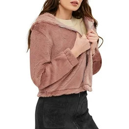 Time and Tru Women's and Women’s Plus Faux Fur Zip Hoodie, Sizes XS-3X | Walmart (US)