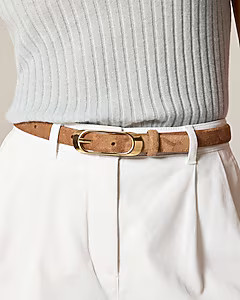 Skinny oval buckle suede belt | J. Crew US