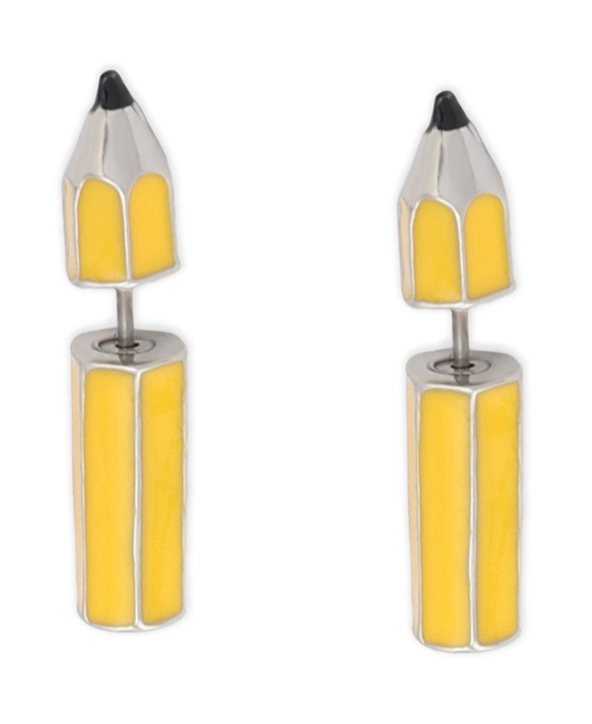 Betsey Johnson Yellow Straight Pencil Front Back Earrings - Yellow, Rhodium | Macy's
