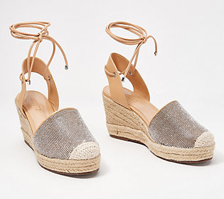 Schutz Glitter Lace-Up Wedges- Celinah | QVC