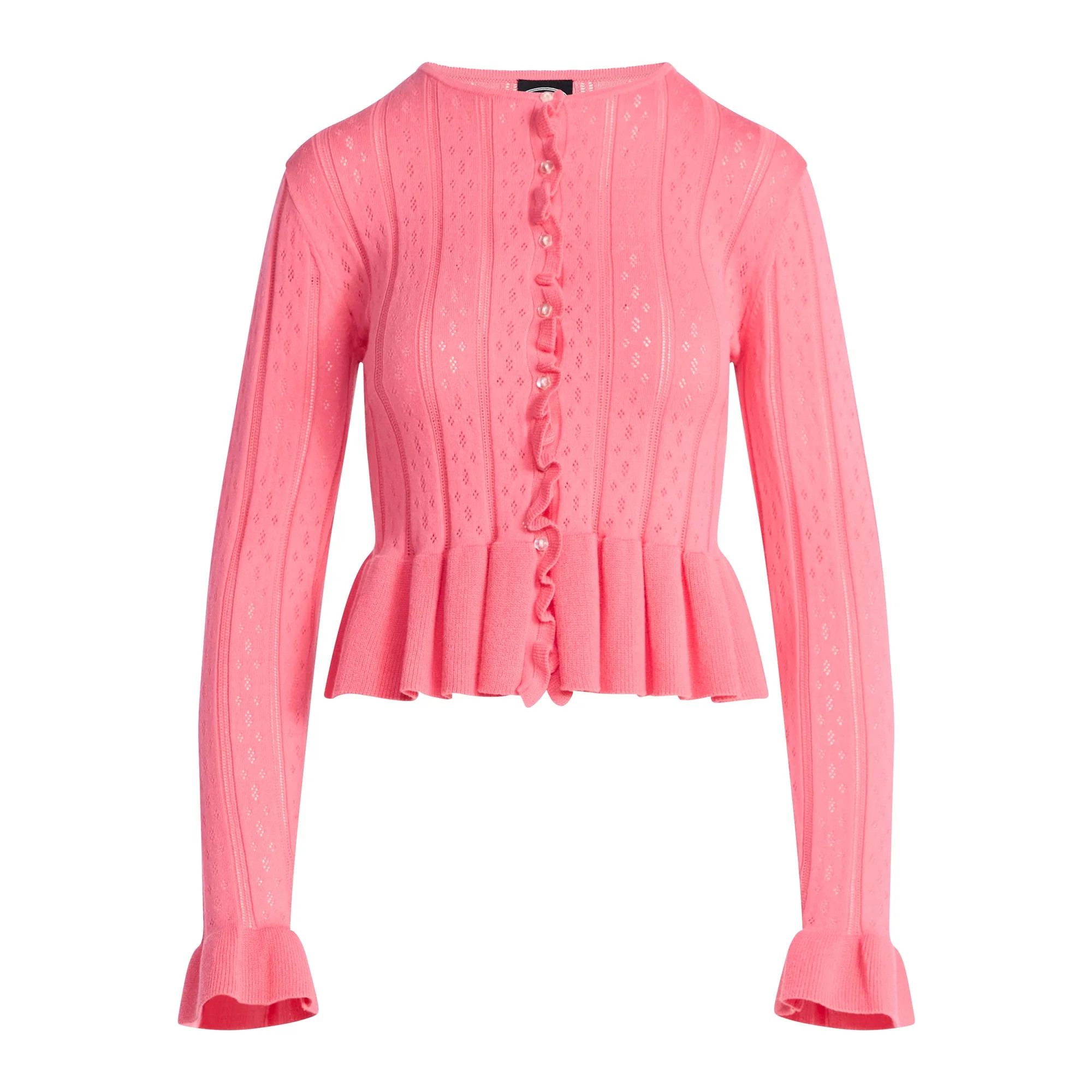 Scoop Women's and Women's Plus Peplum Ruffle Cardigan Sweater, Lightweight, Sizes XS-4X | Walmart (US)