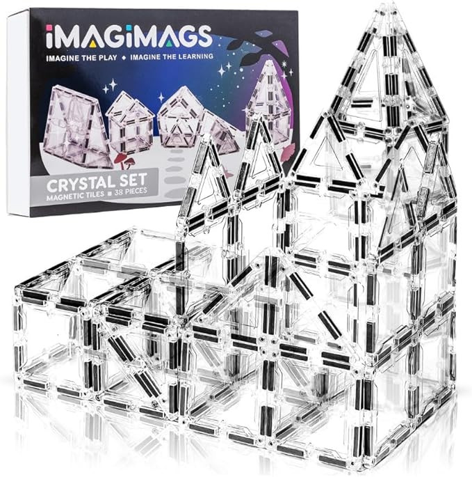 Magnetic Building Tiles, 38 Piece Transparent Clear Crystal Set for Boys Girls Kids, Educational ... | Amazon (US)