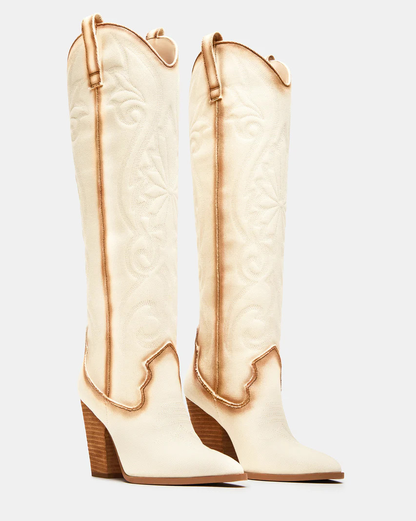 LASSO White/Denim Western Boot | Women's Boots | Steve Madden (US)
