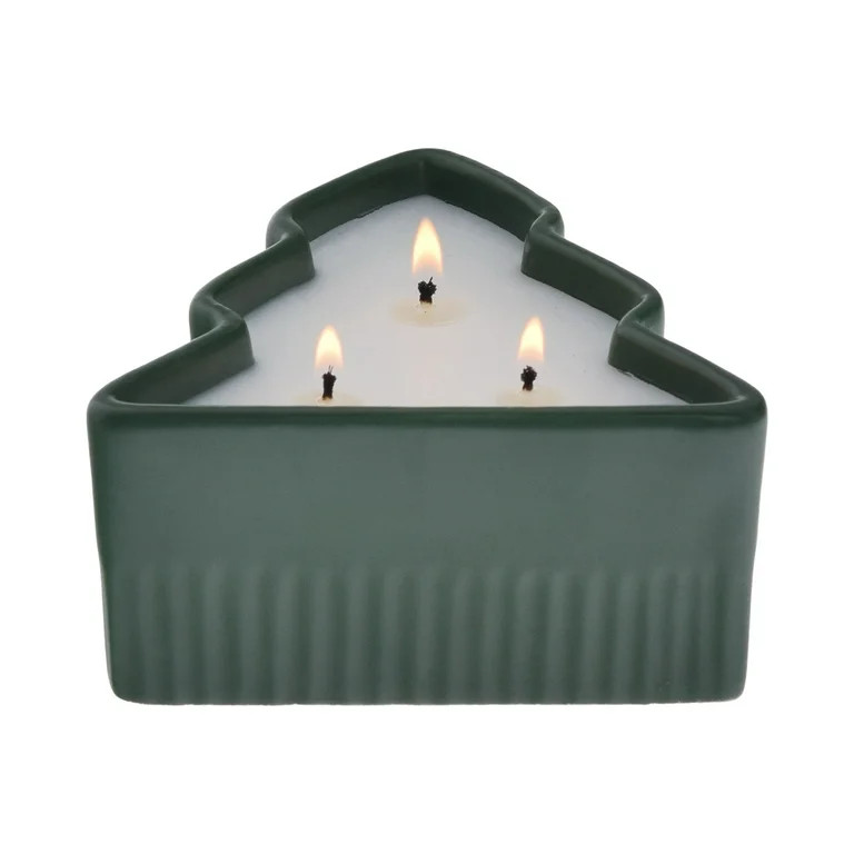 Better Homes & Gardens Noble Fir and Pine Scented 3 Wick Ceramic Tree Dish Candle 10oz | Walmart (US)