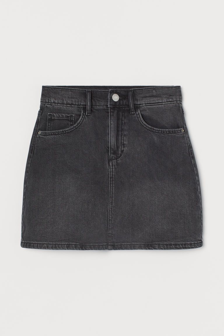 H & M - Comfort Stretch Denim Skirt - Black | H&M (US + CA)