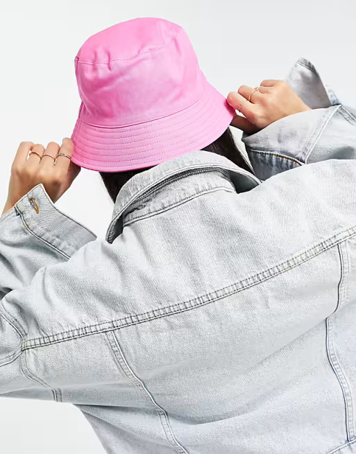 ASOS DESIGN canvas bucket hat in bright pink | ASOS (Global)