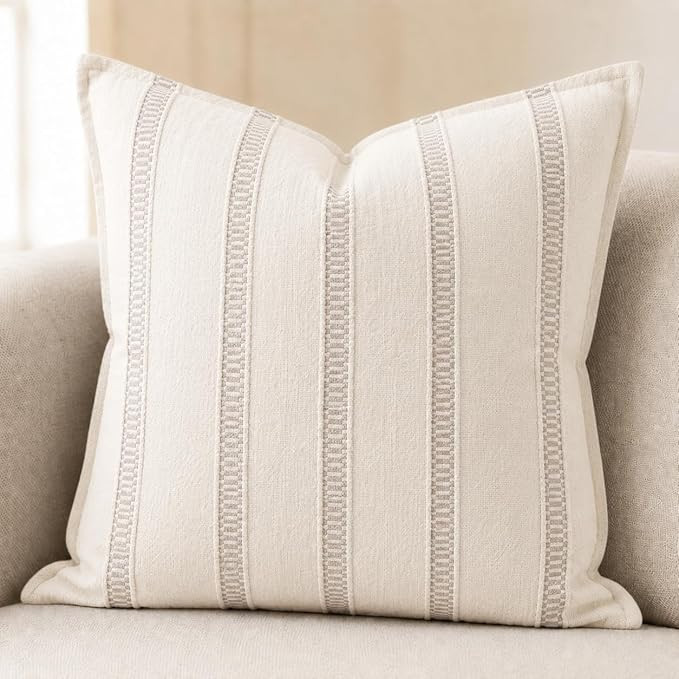 SanVia Cotton Throw Pillow Covers 20x20 – Handwoven Jacquard Texture, Fade-Resistant, No Pillin... | Amazon (US)