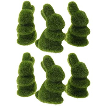 NUOBESTY 6 Pcs Easter Moss Bunny Easter Furry Flocked Bunny Standing Rabbit Figurine Sculpture Mo... | Amazon (US)