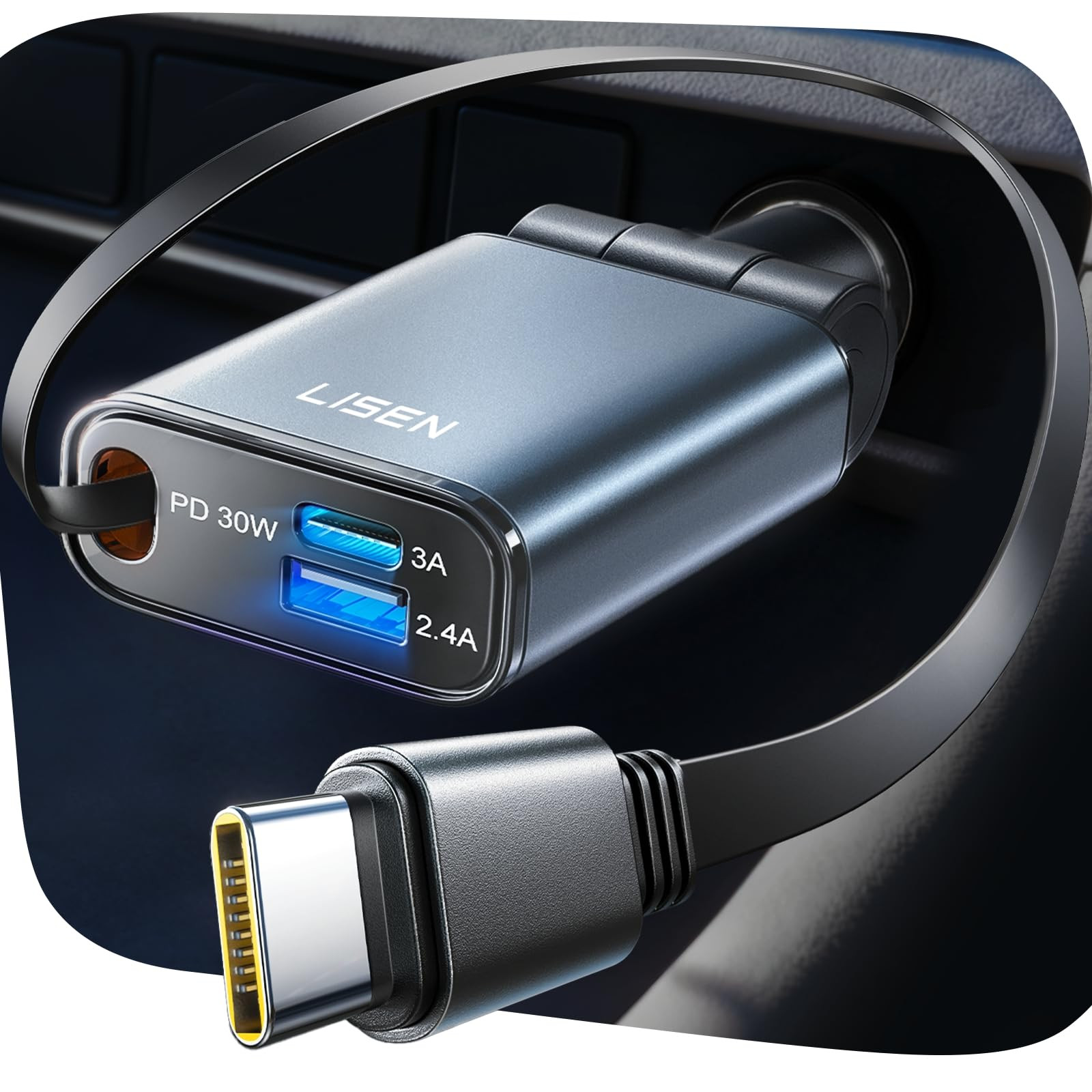 LISEN for Car Charger USB C Fast Charge fit iPhone 17 Pro Max Air, [Ultra-Mini, 60% Less Space] 5... | Amazon (US)