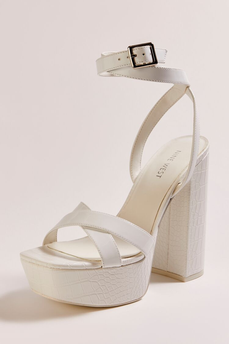 Women's Nine West Faux Croc Heels in White, 8 | Forever 21 (US)