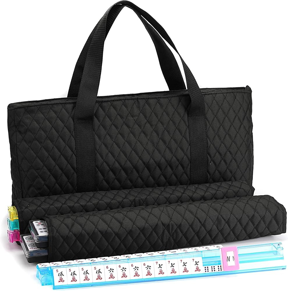 American Mahjong Game Set - Black Quilted Soft Bag 166 Premium Tiles with 4 All-in-One Rack/Pushe... | Amazon (US)