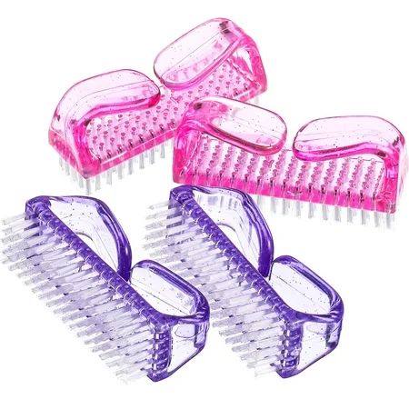 4 Pieces Handle Nail Brush Nail Hand Scrubbing Cleaning Brush (Large, Pink and Purple) | Walmart (US)