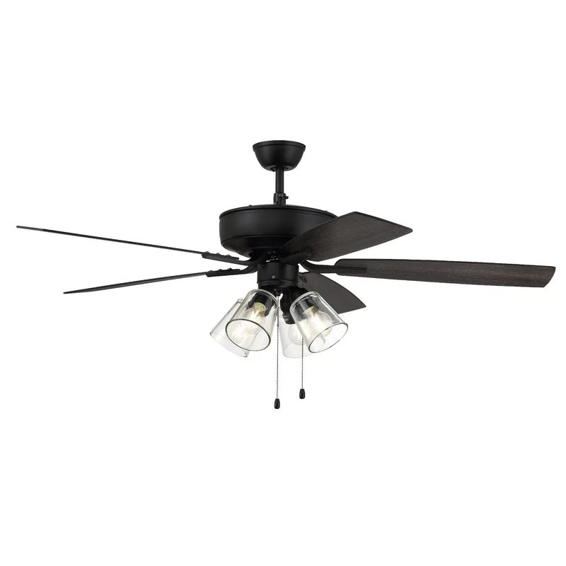 52" Amant 5 - Blade Standard Ceiling Fan with Pull Chain and Light Kit Included | Wayfair Professional