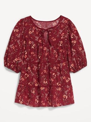 Puff-Sleeve Floral Tiered Swing Blouse for Women | Old Navy (US)