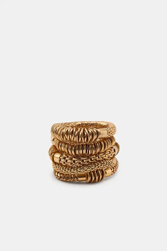 DescriptionContentsMeasurementsPack of five elastic bracelets with metallic pieces in various sha... | Zara US