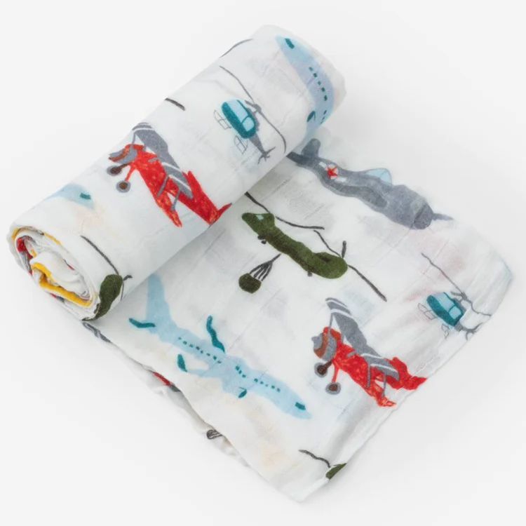 Deluxe Muslin Swaddle, Air Show | SpearmintLOVE