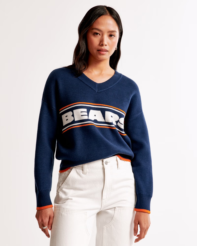 Women's Chicago Bears LuxeLoft V-Neck Sweater | Women's Tops | Abercrombie.com | Abercrombie & Fitch (US)