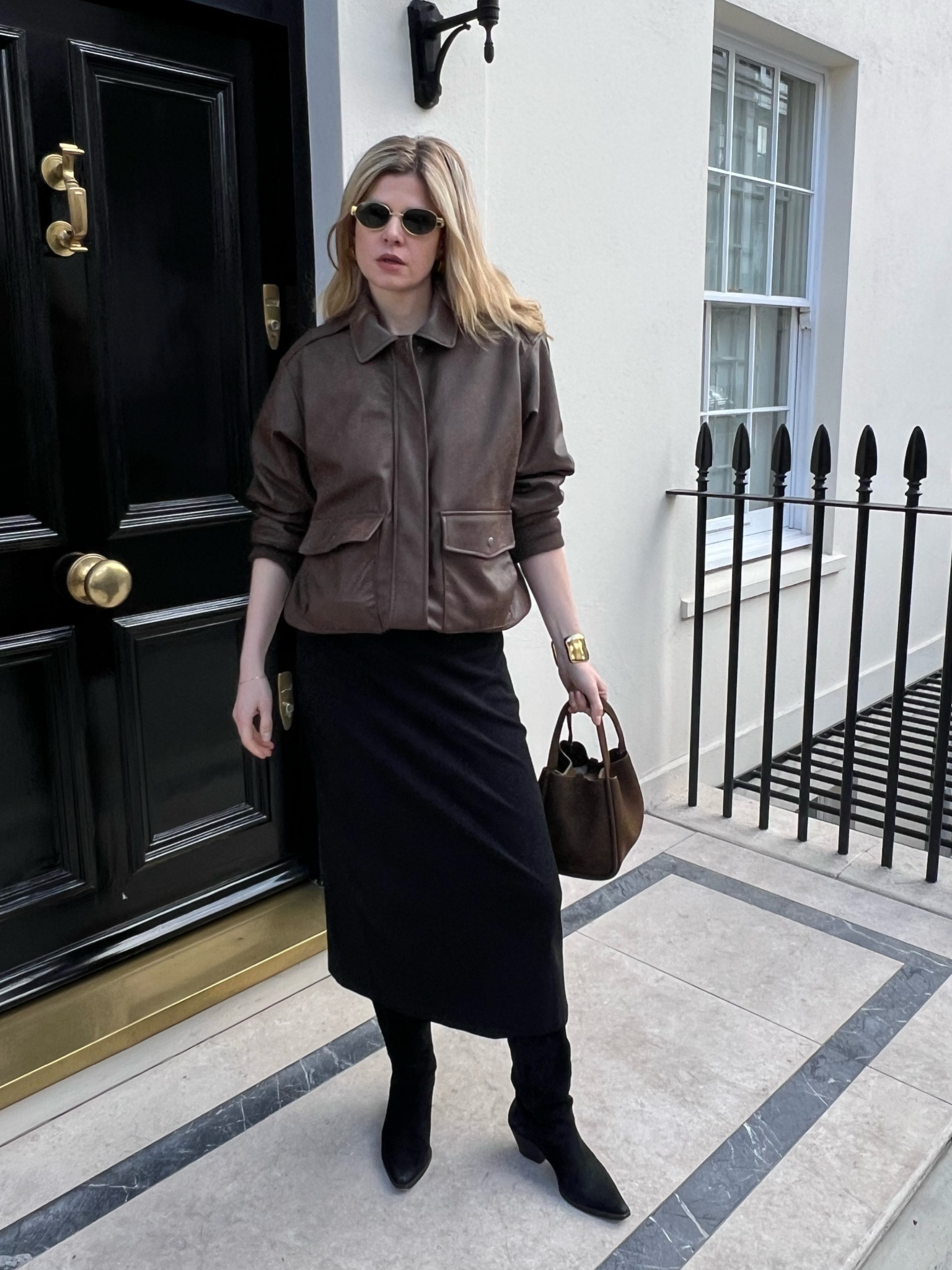 Spring outfit, brown bomber, gold earrings, gold cuff bracelet, celine sunglasses, western boots, cowboy boots, suede bag 

#LTKspring #LTKuk #LTKstyletip