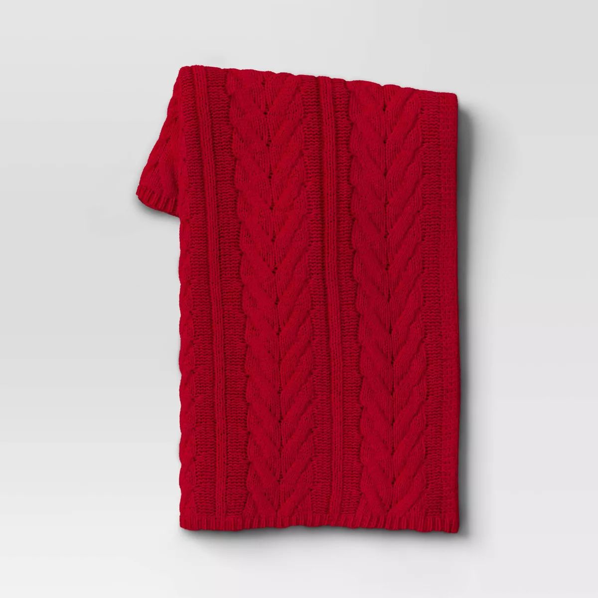 Wishbone Cable Knit Throw Blanket Red - Threshold™ | Target