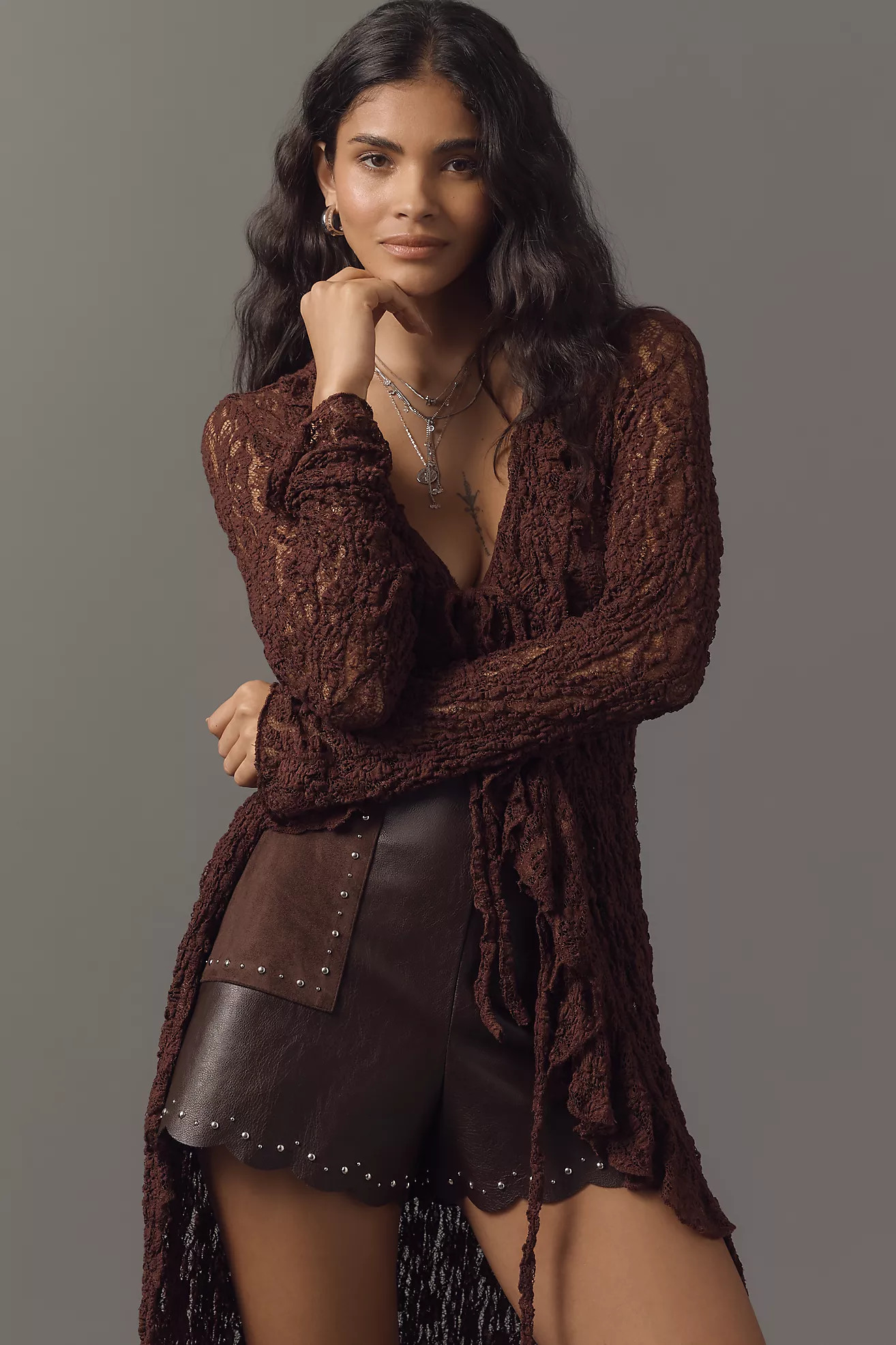 By Anthropologie Studded Faux-Leather Shorts | Anthropologie (US)