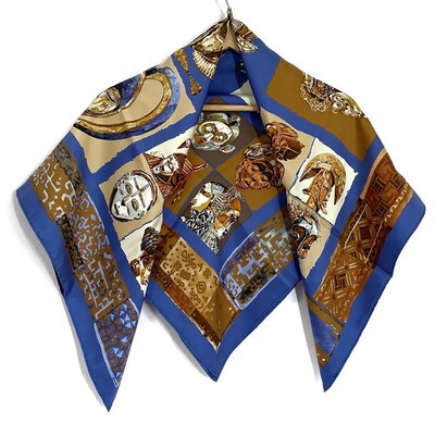 Auth HERMES Carre 90 - Blue Brown Multi Scarf  | eBay | eBay US