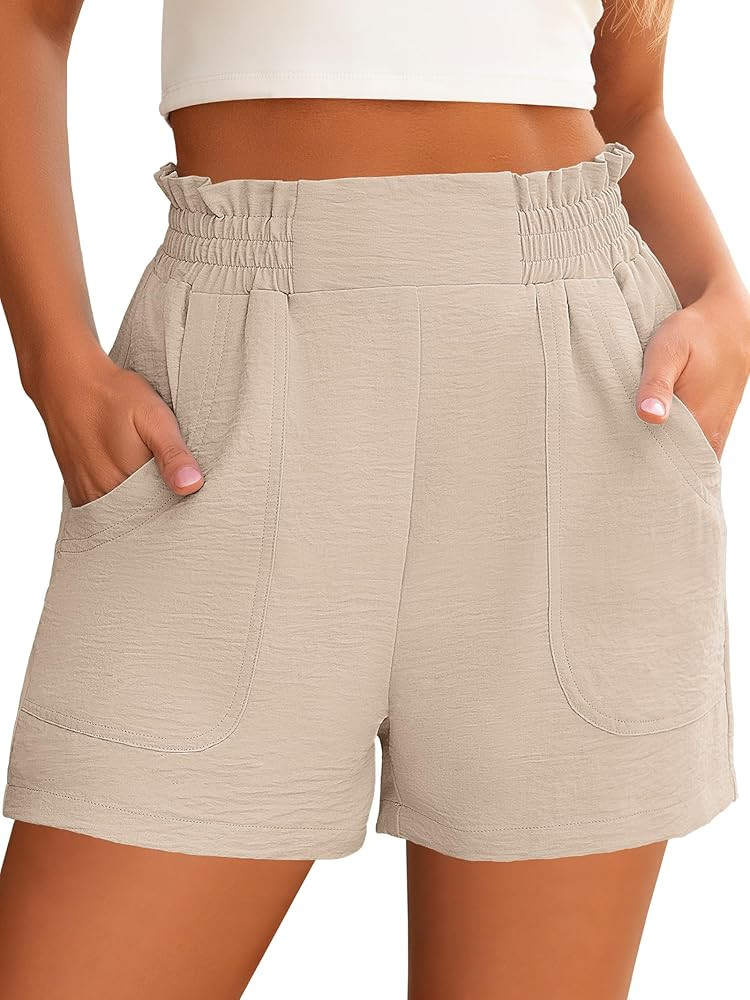 ANRABESS Shorts for Women Summer Casual Elastic High Waisted Wide Leg Cute Dressy Beach Shorts 20... | Amazon (US)