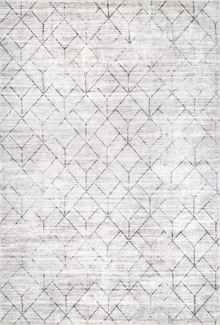 Light Gray Stacey Washable Diamond 3' x 5' Area Rug | Rugs USA