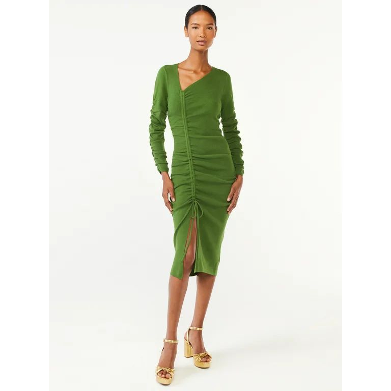 Scoop Women's Midi Sweater Dress with Side Ruching | Walmart (US)