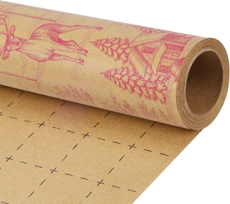 LaRibbons Kraft Christmas Wrapping Paper Roll with Jute Twine, 30 Inch × 40 Feet (100 sq. ft. tt... | Amazon (US)
