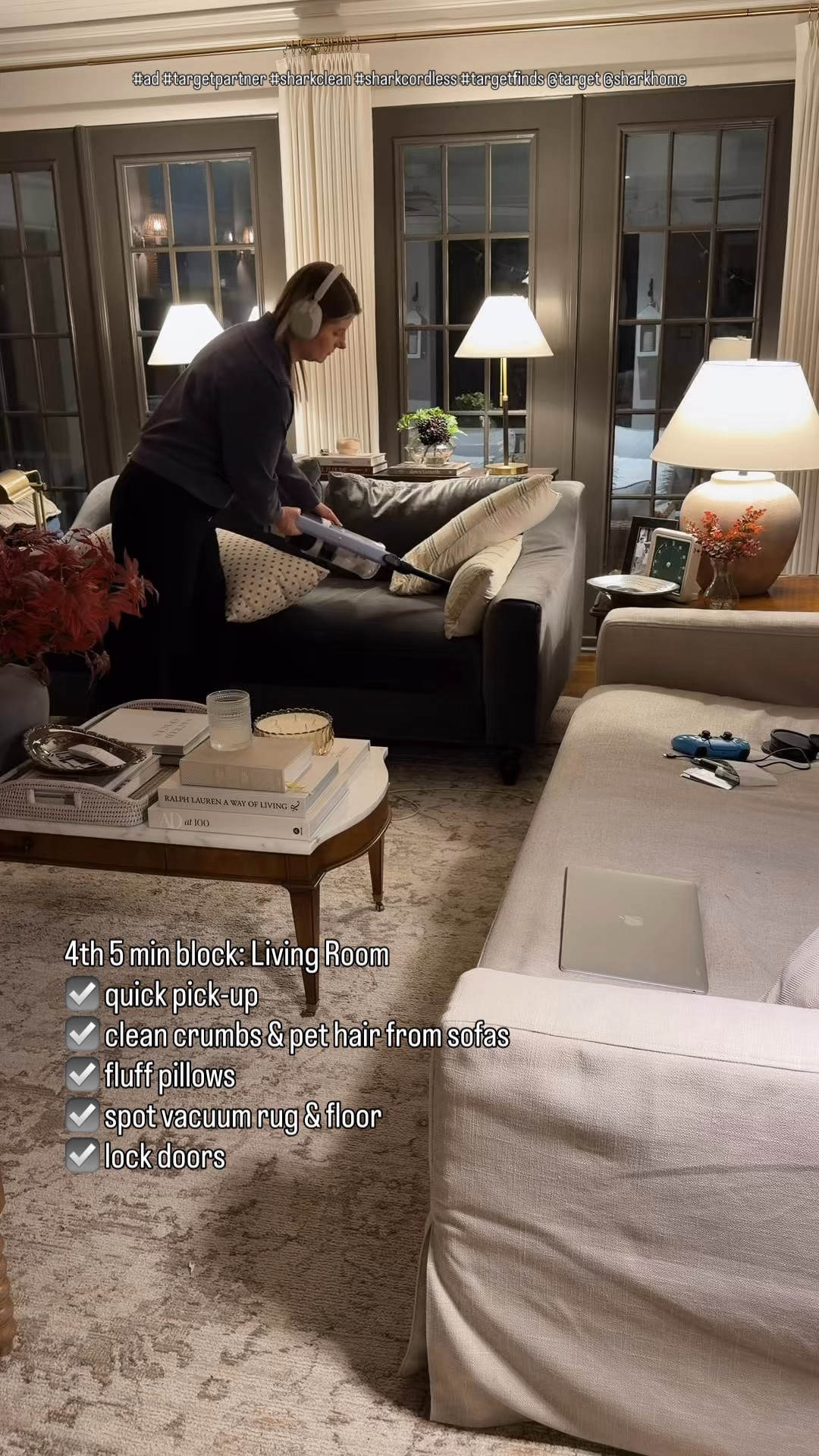 #ad I stopped trying to become a morning person and started using my nighttime energy to help Morning Me instead. 
My 20-minute “put the house to bed” routine with a little help from my @sharkhome cordless vacuum from @target has made our mornings SO much smoother (and yes, I absolutely bribe myself with dessert afterward). #targetpartner #sharkclean #sharkcordless #targetfinds @sharkclean