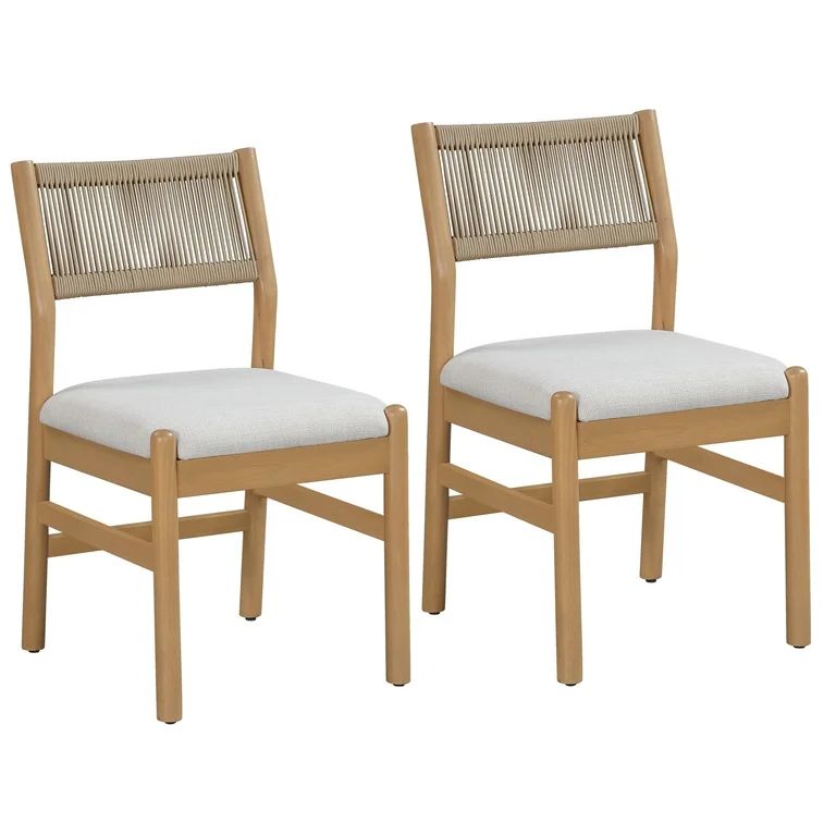 Better Homes & Gardens Lillian Fluted Dining Chairs 2 Pack, Pine and Cream - Walmart.com | Walmart (US)