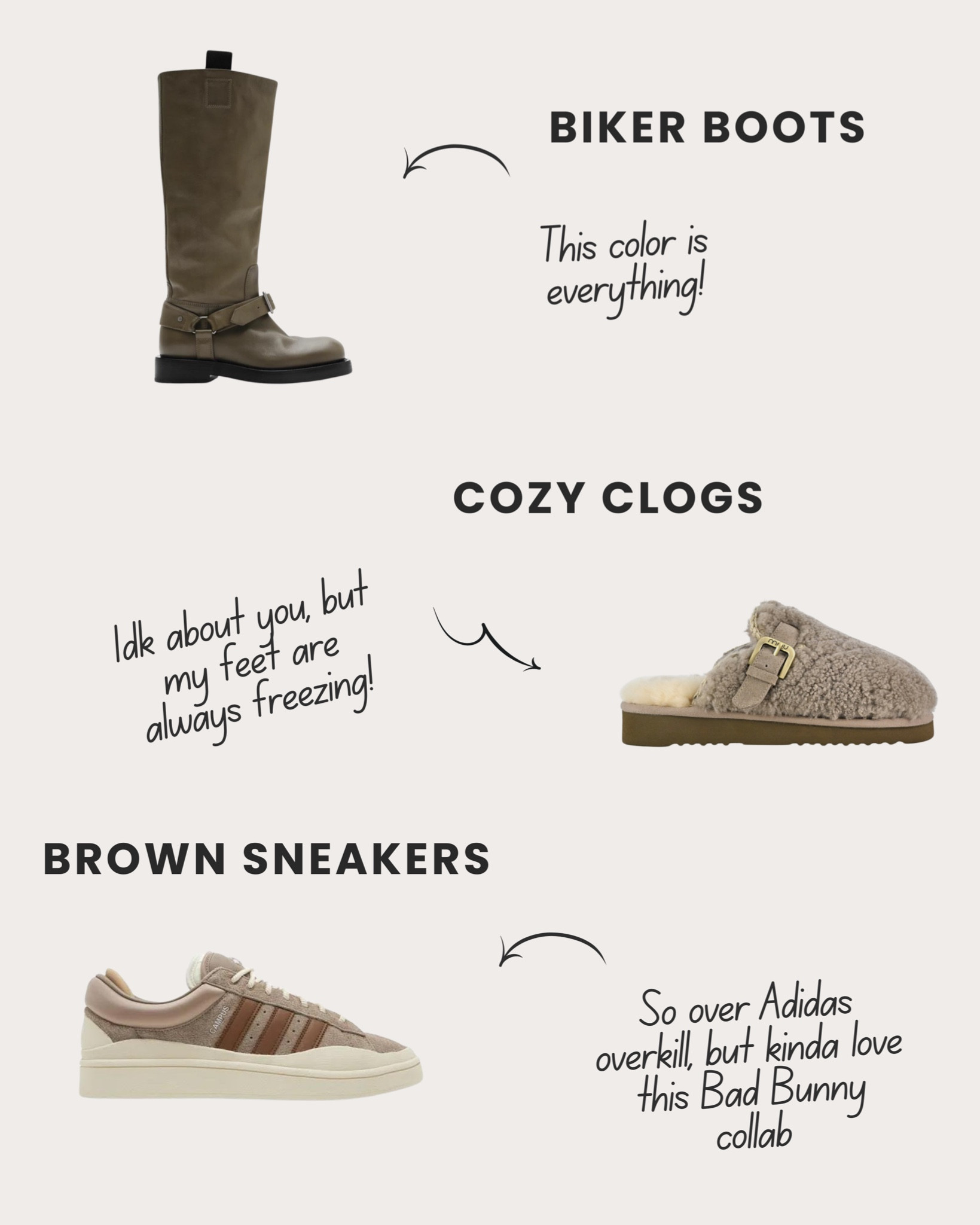 Affordable options for some of my favorite fall shoes. Biker boots, cozy clogs and brown sneakers  #LTKFallSale

#LTKFindsUnder100 #LTKSeasonal #LTKShoeCrush #LTKShoeCrush #LTKStyleTip