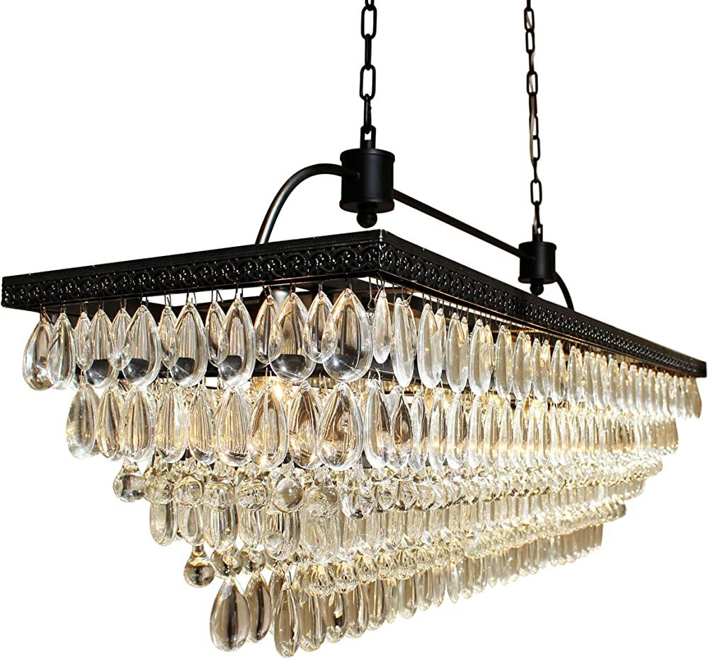 LightUpMyHome The Weston - Rectangle Chandeliers for Dining Room Decor, Black Finish Modern Light... | Amazon (US)
