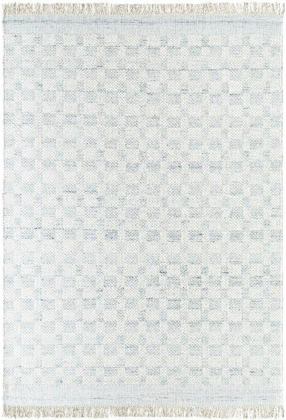 Mark&Day Wool Rugs, 4x6 Clinten Solid and Border Light Slate Area Rug, Cream Grey Carpet for Livi... | Amazon (US)