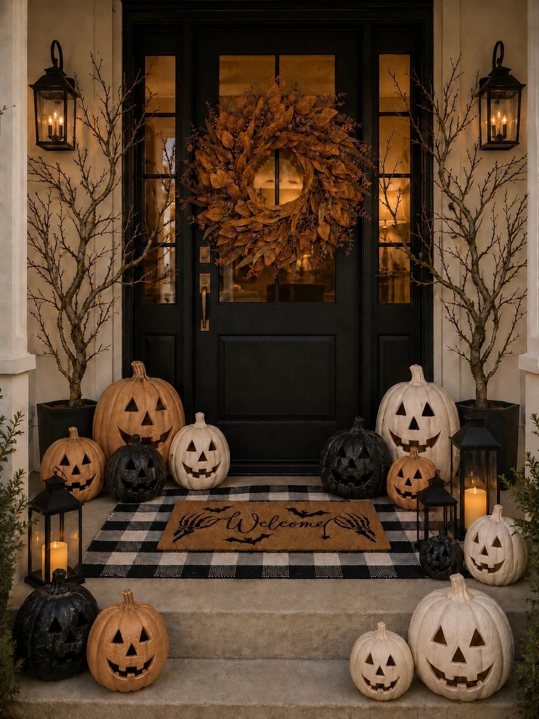 Amazon Halloween Porch Decor

Follow @farmtotablecreations on Instagram for more home finds and styling inspiration.

This Halloween porch is all about creating a warm welcome with a mix of black, white, and classic orange pumpkins. Layer in glowing lanterns, a buffalo check rug, natural branches, and a statement wreath for a festive look that’s spooky enough for Halloween while still feeling cozy all season long.

#amazonhome #amazonfinds #halloweendecor #halloweenporch #frontporchdecor #porchdecor #jackolantern #pumpkins #lanterndecor #wreathdecor #falldecor #fallporch #outdoordecor #ltkhome

#LTKHome #LTKSaleAlert #LTKSeasonal