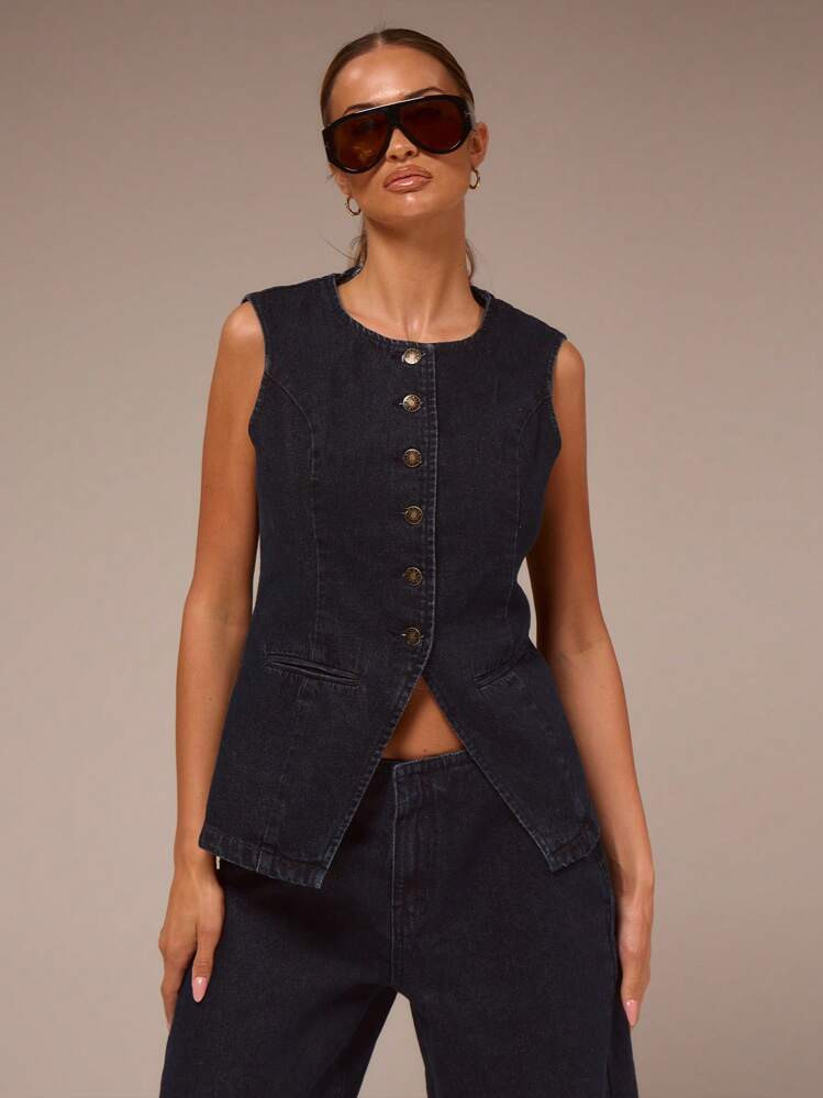 MUSERA Button Up Denim Vest Jacket Spring Summer Cute Casual Y2k 90'S Summer | SHEIN