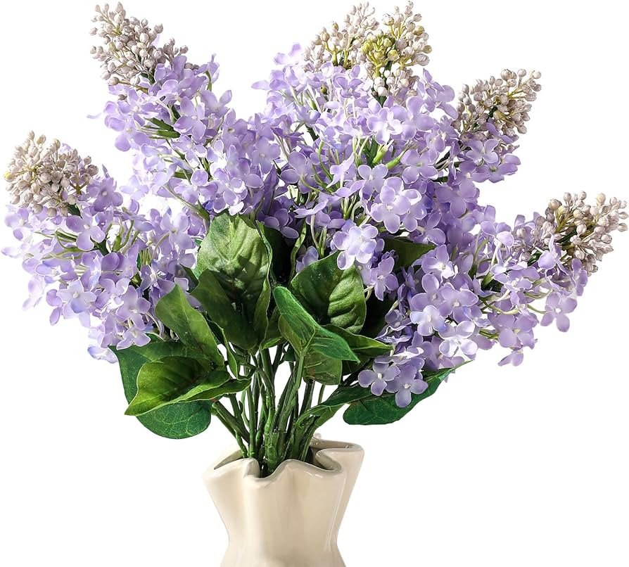 10 Pcs 24" Artificial Lilac Flowers Purple Fake Delphinium Antirrhinum Stem Real Touch Faux Purpl... | Amazon (US)