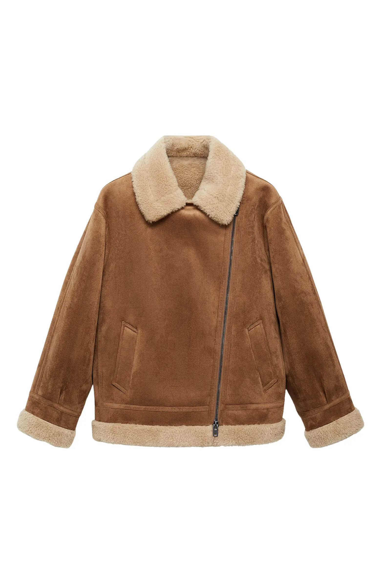 MANGO Faux Shearling Moto Jacket | Nordstrom | Nordstrom