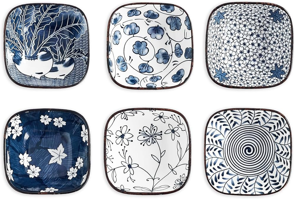 Japanese Style Ceramic Dipping Bowl,3.3'' Small Soy Sauce Dish for Condiments,Blue and White Smal... | Amazon (CA)