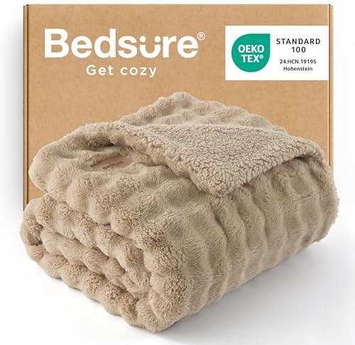 Bedsure Bubble Sherpa Throw Blanket for Couch - Fuzzy Fleece Thick Warm Blanket for Winter, Gentl... | Amazon (US)